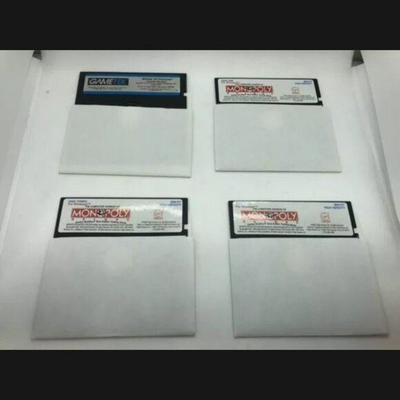 Vintage PC IBM 5.25 Floppy Disk Carry Case Monopoly Quicken Wheel Of Fortune Lot - Picture 1 of 7